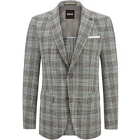 BOSS Teilgefüttertes Sakko mit Leinenanteil und Glencheck-Muster, Slim Fit von Boss