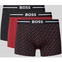 BOSS Trunks mit elastischem Label-Bund im 3er-Pack in Dunkelrot, Größe S von Boss