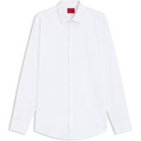 BOSS Unifarbenes Baumwollhemd mit Fischgrätenstruktur, Slim Fit in 44 von Boss