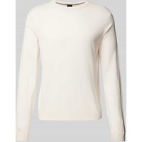BOSS Wollpullover aus Schurwolle mit Label-Detail Modell 'Leno' in Offwhite, Größe XXL von Boss