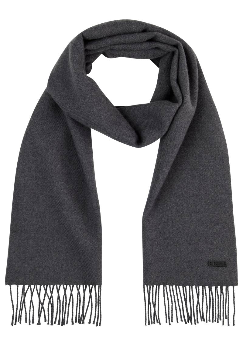 BOSS Wollschal "Naster 35*180" mit gedrehten Fransen 100% Wolle Lederlabel Premium Quality von Boss