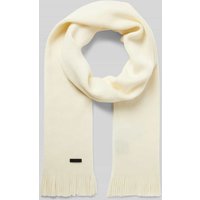 BOSS Wollschal mit Label-Patch Modell 'Albas' in Offwhite, Größe 1 von Boss