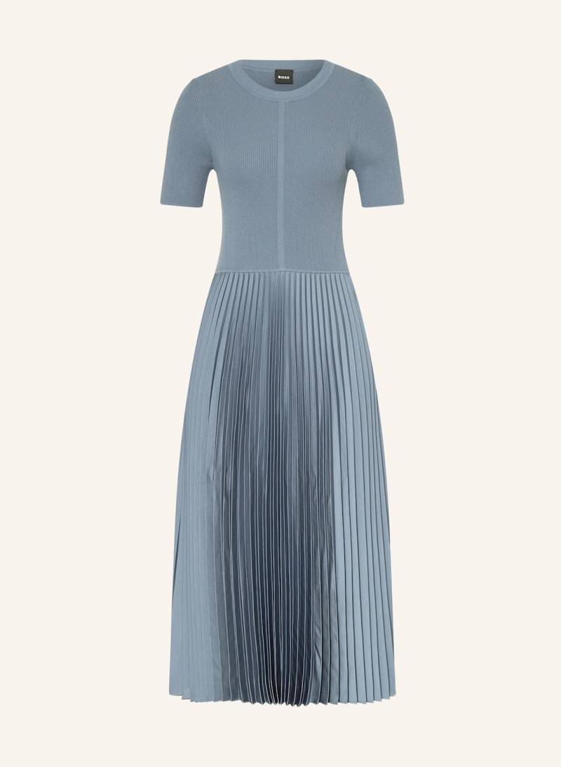 Boss Kleid Fadridi Im Materialmix Mit Plissees blau von Boss