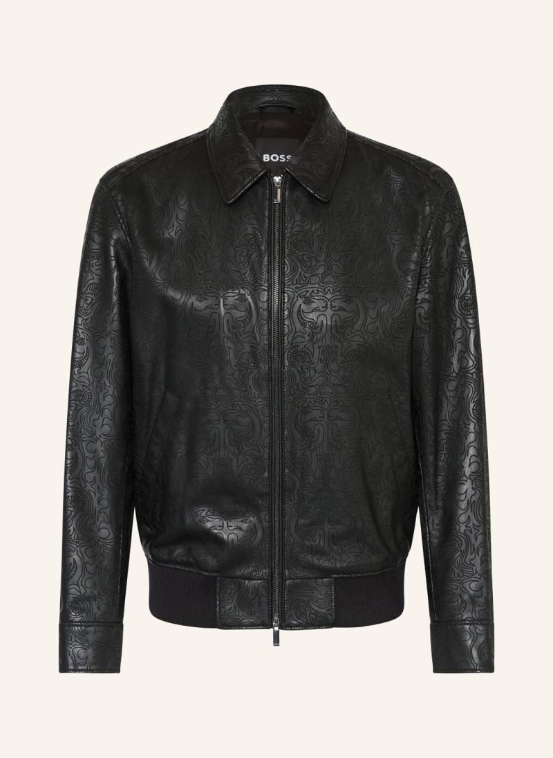 Boss Lederblouson Yuze schwarz von Boss