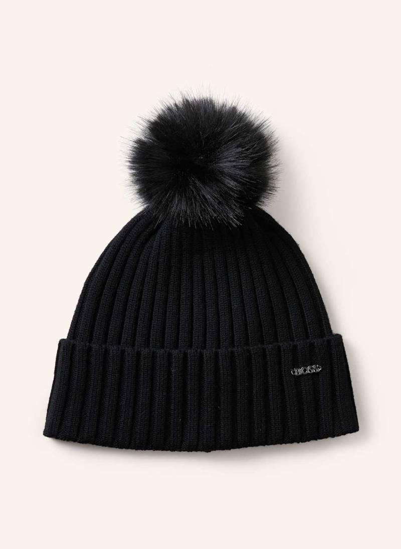 Boss Mütze Mit Kunstpelz schwarz von Boss