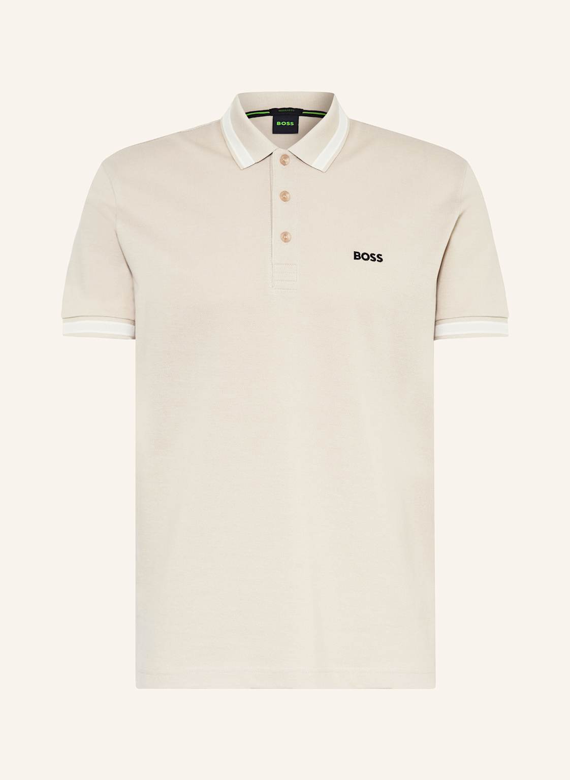 Boss Piqué-Poloshirt Paddy Curved Regular Fit beige von Boss