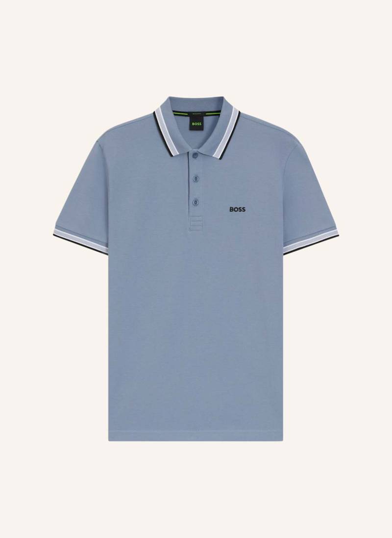 Boss Piqué-Poloshirt Paddy Curved Regular Fit blau von Boss