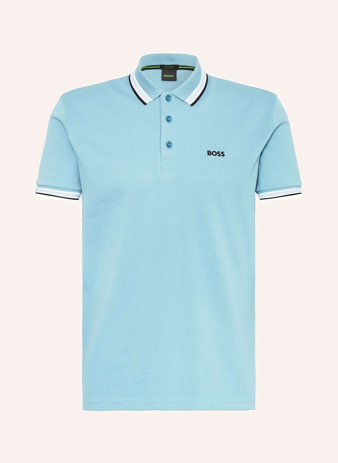 Boss Piqué-Poloshirt Paddy Curved Regular Fit blau von Boss