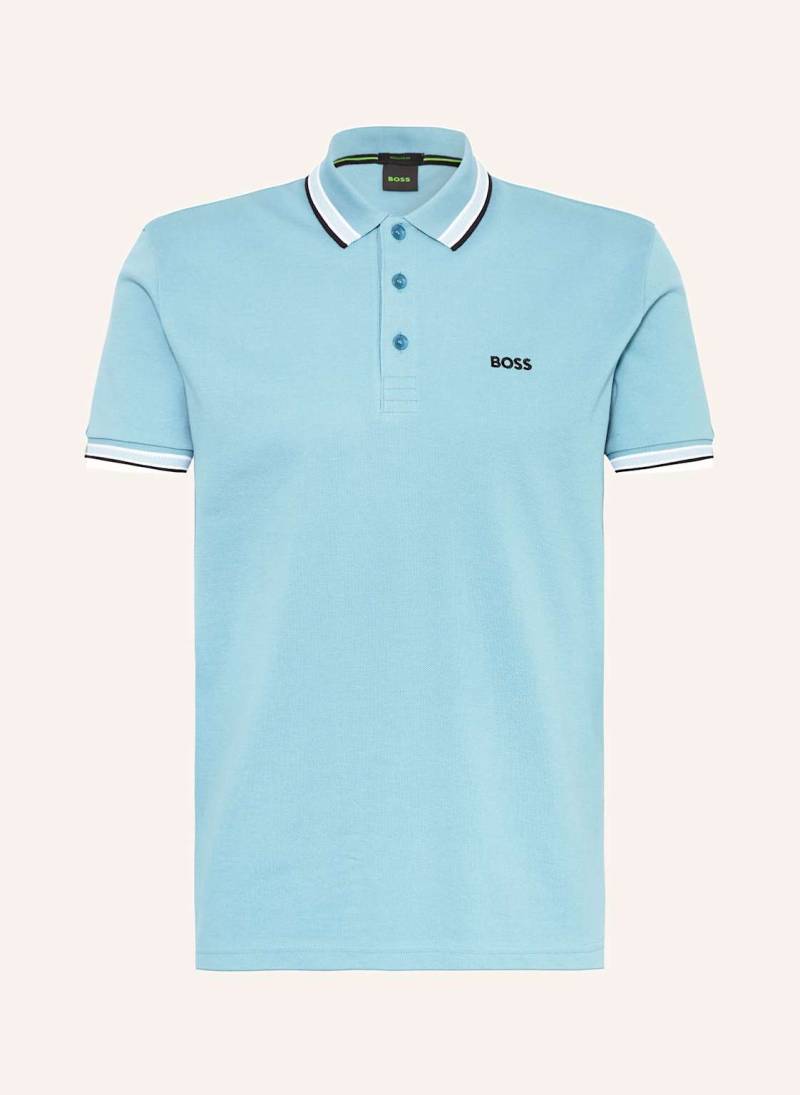 Boss Piqué-Poloshirt Paddy Curved Regular Fit blau von Boss