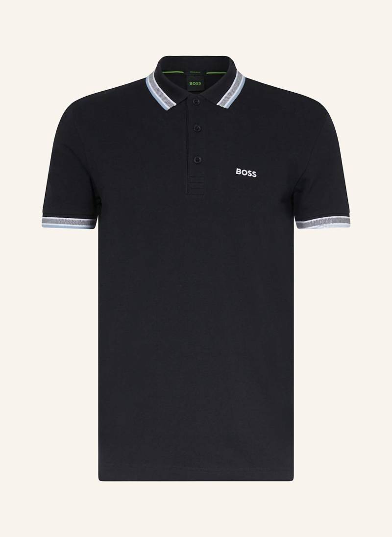 Boss Piqué-Poloshirt Paddy Curved Regular Fit blau von Boss