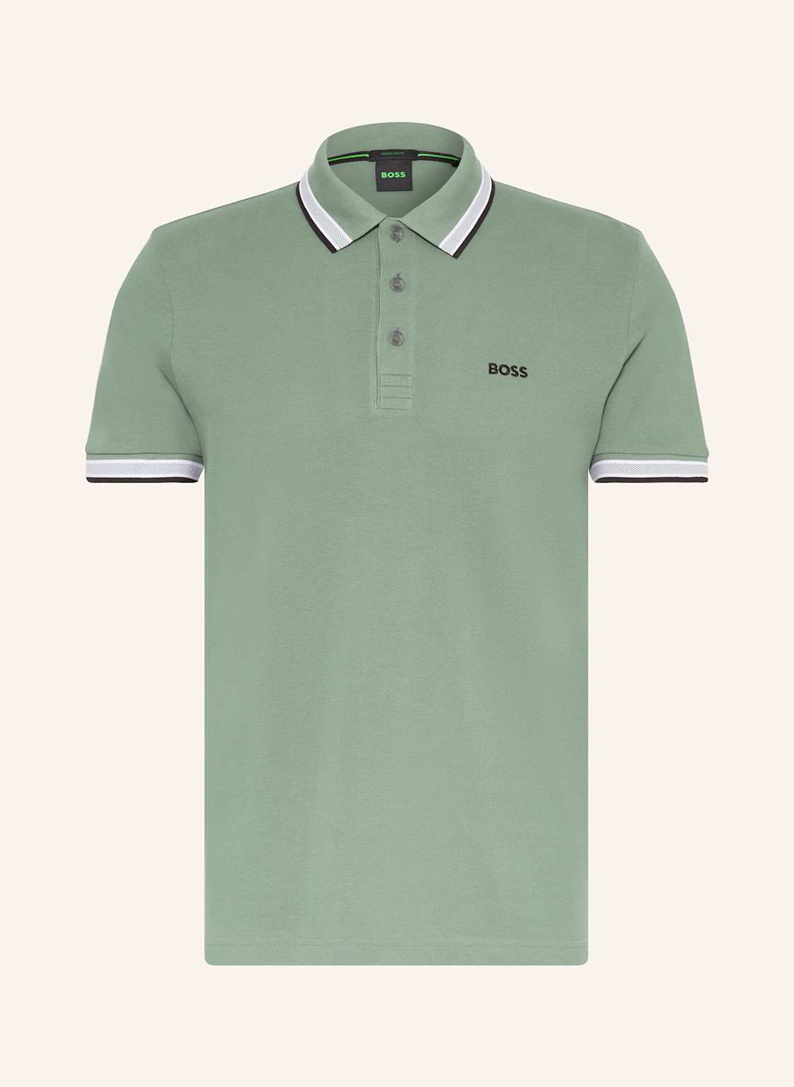 Boss Piqué-Poloshirt Paddy Curved Regular Fit gruen von Boss