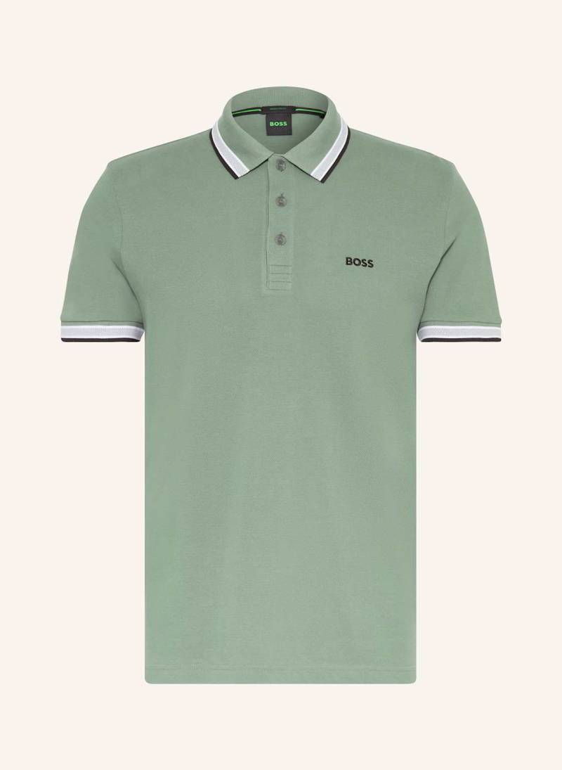 Boss Piqué-Poloshirt Paddy Curved Regular Fit gruen von Boss