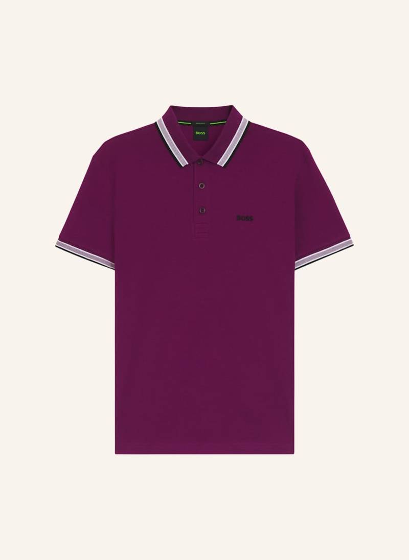 Boss Piqué-Poloshirt Paddy Curved Regular Fit pink von Boss