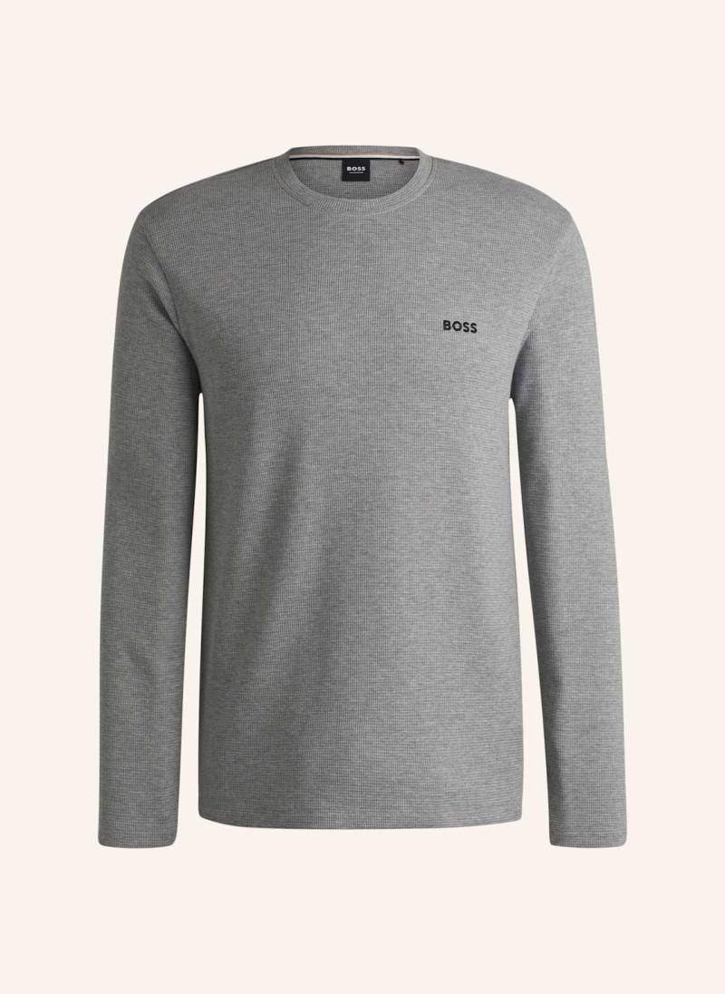 Boss Pyjama-Oberteil Waffle Ls-Shirt Regular Fit grau von Boss