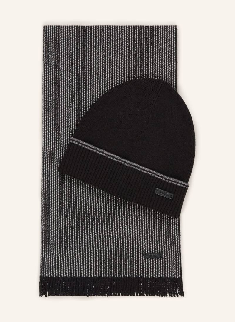 Boss Set: Mütze Und Schal schwarz von Boss
