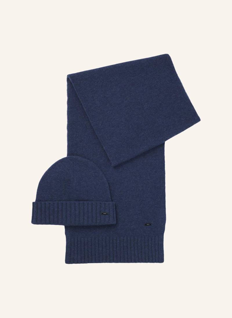 Boss Strickschal Baci_Set blau von Boss
