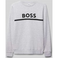 Boss Sweatshirt mit Label-Print in Mittelgrau Melange, Größe 152 von Boss