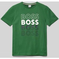 Boss T-Shirt mit Label-Print in Gruen, Größe 140 von Boss