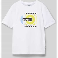 Boss T-Shirt mit Label-Print in Weiss, Größe 152 von Boss