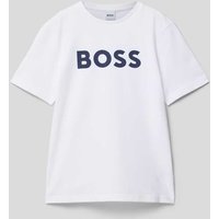 Boss T-Shirt mit Label-Print in Weiss, Größe 164 von Boss