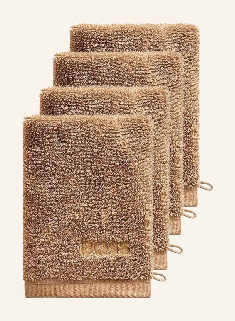 Boss Waschhandschuh 4er Set Loft braun von Boss