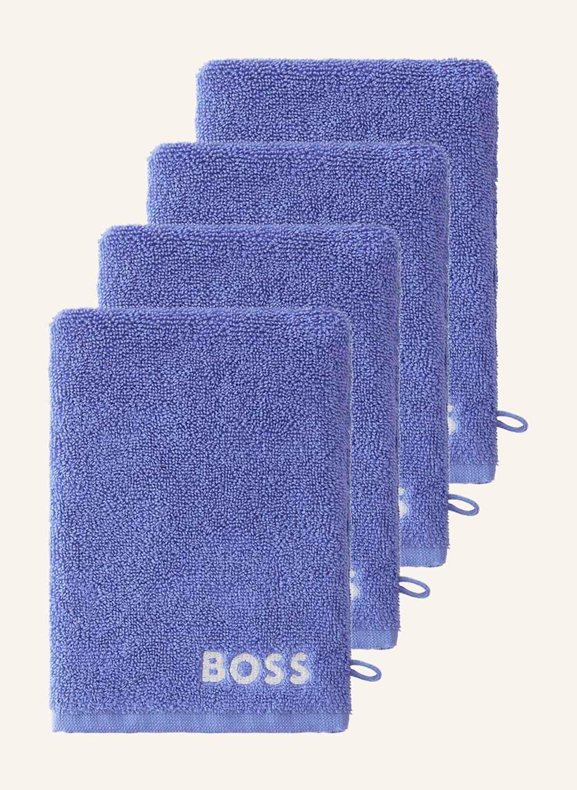 Boss Waschhandschuh 4er Set Plain blau von Boss