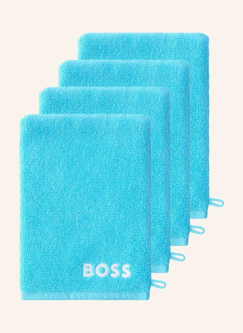 Boss Waschhandschuh 4er Set Plain blau von Boss