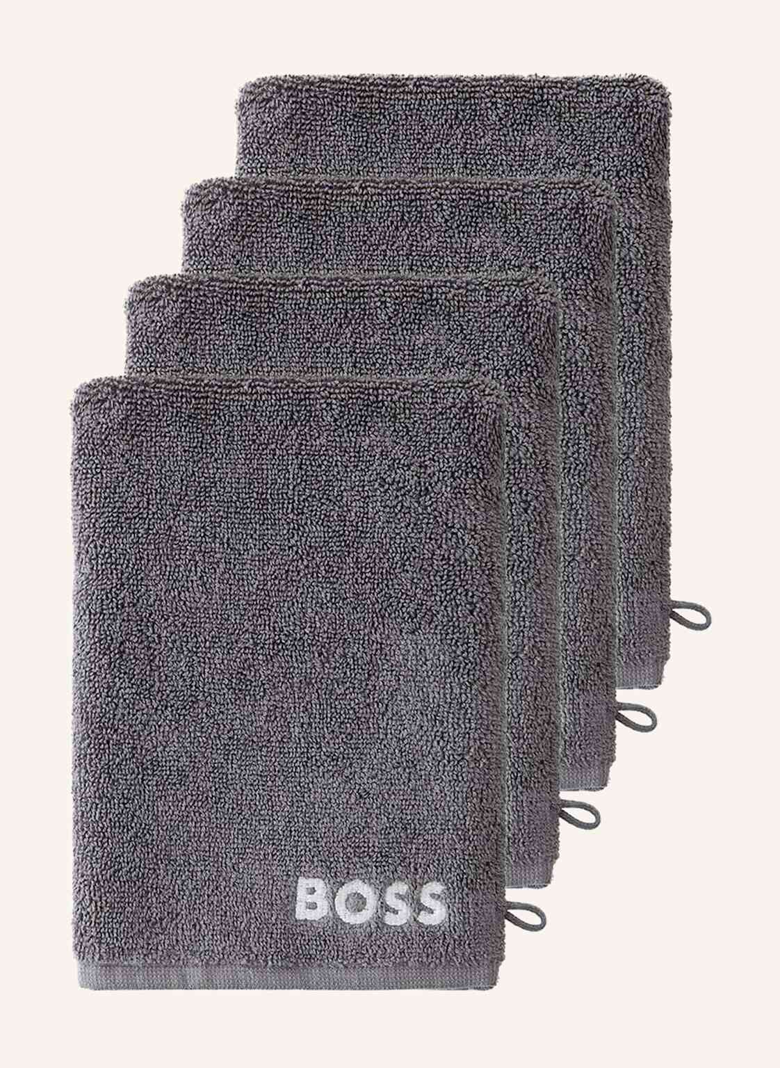 Boss Waschhandschuh 4er Set Plain grau von Boss