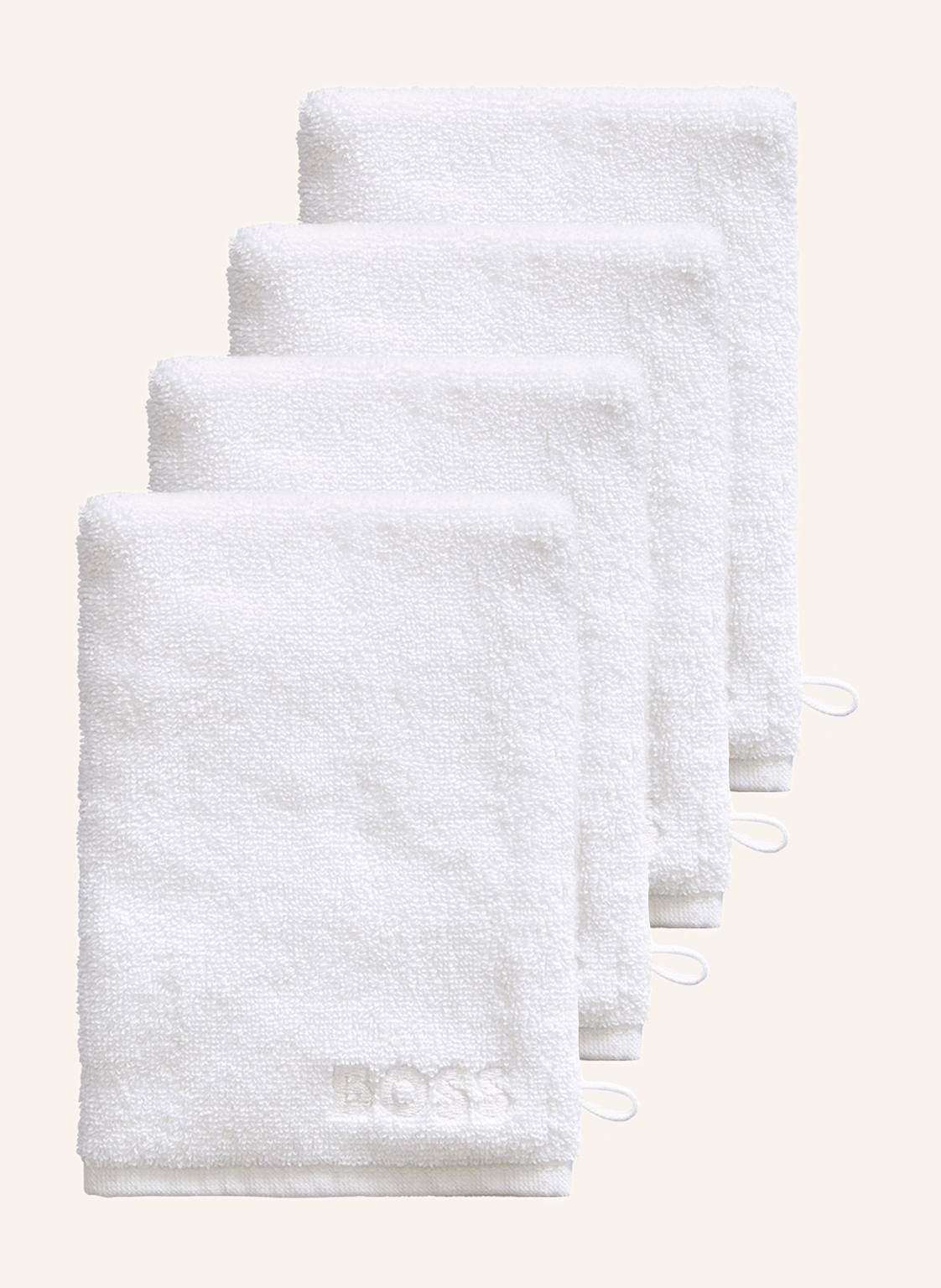 Boss Waschhandschuh 4er Set Plain weiss von Boss