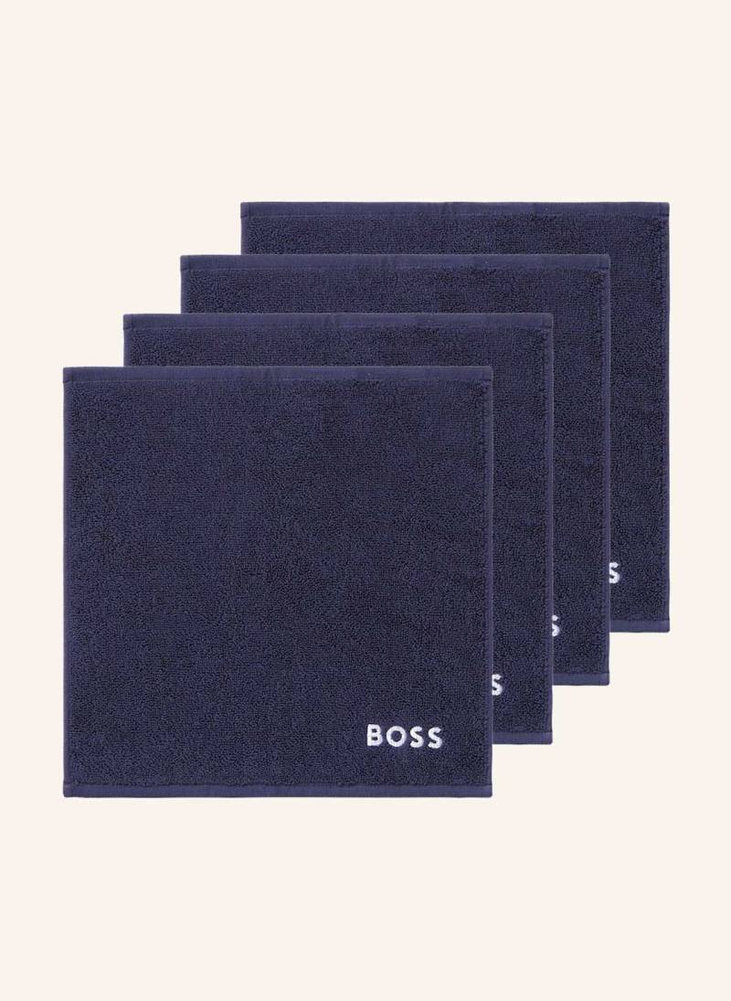 Boss Waschlappen 4er Set Plain blau von Boss