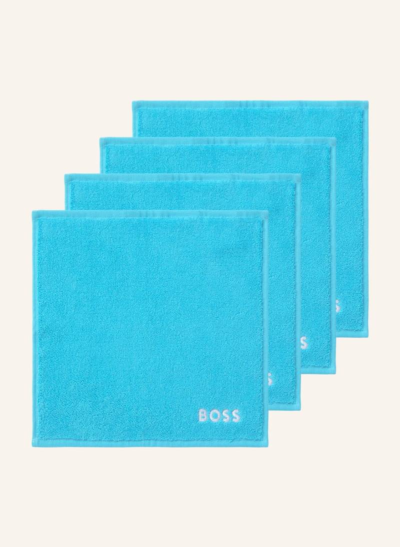Boss Waschlappen 4er Set Plain blau von Boss