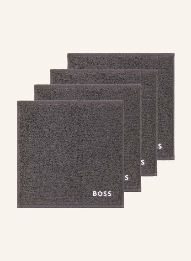 Boss Waschlappen 4er Set Plain grau von Boss