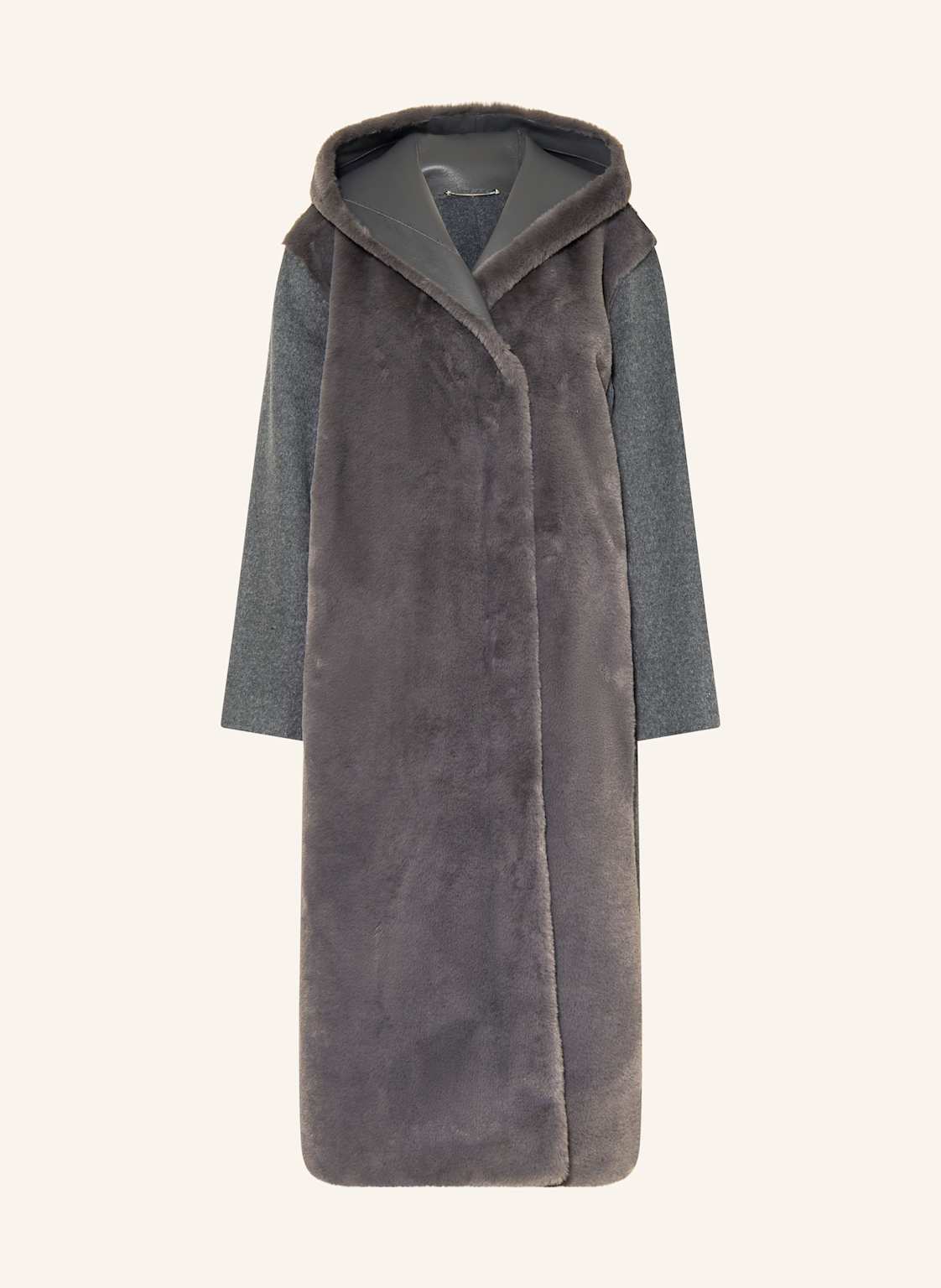 Boss Wollmantel Cosfur Im Materialmix Mit Kunstfell grau von Boss