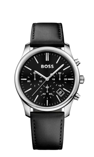 BOSS Chronograph Quarz Uhr für Herren mit Schwarzes Lederarmband - 1513430 von BOSS