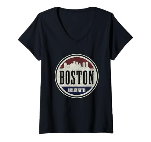 Damen Boston, Massachusetts, Vintage-Souvenirs, Pride T-Shirt mit V-Ausschnitt Damen Boston, Massachusetts, Vintage-Souvenirs, Pride T-Shirt mit V-Ausschnitt von Boston Massachusetts - Apparel & Gifts