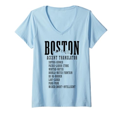 Damen Boston, Übersetzer mit lustigem Akzent, Massachusetts Souvenirs Pride T-Shirt mit V-Ausschnitt Damen Boston, Übersetzer mit lustigem Akzent, Massachusetts Souvenirs Pride T-Shirt mit V-Ausschnitt von Boston Massachusetts - Apparel & Gifts