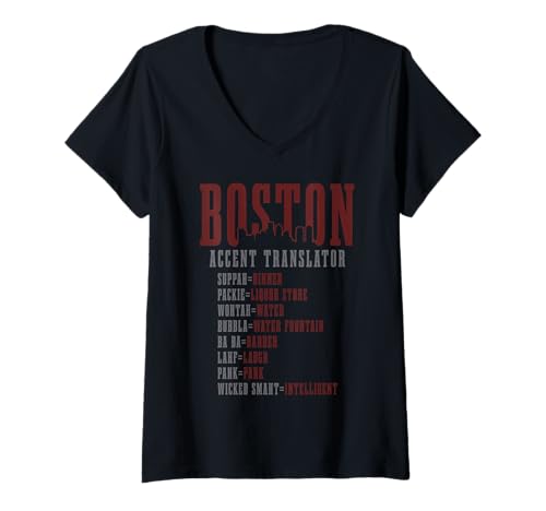 Damen Boston, Übersetzer mit lustigem Akzent, Massachusetts Souvenirs Pride T-Shirt mit V-Ausschnitt Damen Boston, Übersetzer mit lustigem Akzent, Massachusetts Souvenirs Pride T-Shirt mit V-Ausschnitt von Boston Massachusetts - Apparel & Gifts