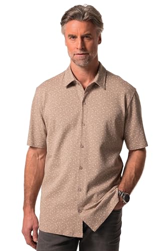 Boston Park Herren große Größen Menswear L-8XL Piqué-Hemd, Halbarm, Minimalprint, Kentkragen, Modern Fit, bis 8 XL Sand 8XL 839662312-8XL von Boston Park