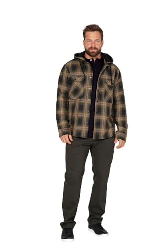 Boston Park Herren große Größen Übergrößen Menswear L-8XL Karo-Hemdjacke, Kapuze, Fleecefutter, bis 74 olive 70 201324648-70 von Boston Park