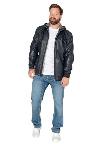 Boston Park Herren große Größen Übergrößen Menswear L-8XL Lederjacke, Kapuze, bis 74 blau 62 201453729-62 von Boston Park