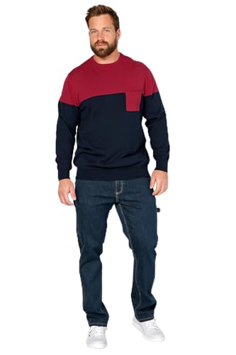 Boston Park Herren große Größen Übergrößen Menswear L-8XL Pullover, zweifarbig, Rundhals, bis 72/74 dunkel rot 64+ 201293540-64+ von Boston Park