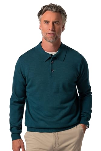 Boston Park Herren große Größen Übergrößen Menswear L-8XL Strick-Poloshirt, Langarm, bis 84/86 Dunkles Petrol 60+ 832930751-60+ von Boston Park