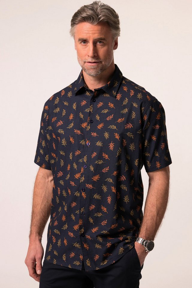 Boston Park Kurzarmhemd Boston Park Leinenmix-Hemd Halbarm Alloverprint von Boston Park
