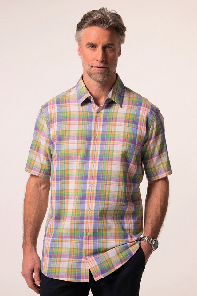 Boston Park Kurzarmhemd Boston Park Leinenmix-Karohemd Halbarm Kentkragen von Boston Park