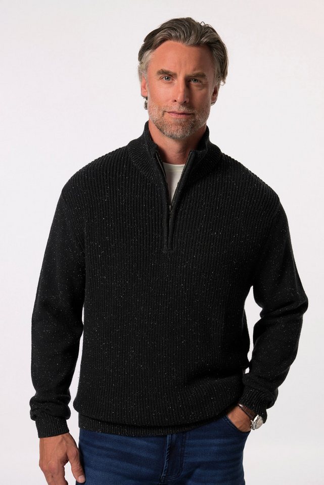 Boston Park Rundhalspullover Boston Park Strick-Troyer Langarm Zippkragen von Boston Park