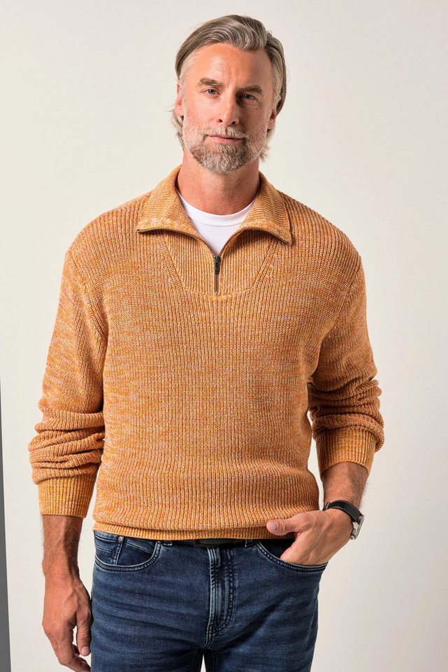 Boston Park Rundhalspullover Boston Park Troyer Melangestrick Zippkragen bis 86 von Boston Park