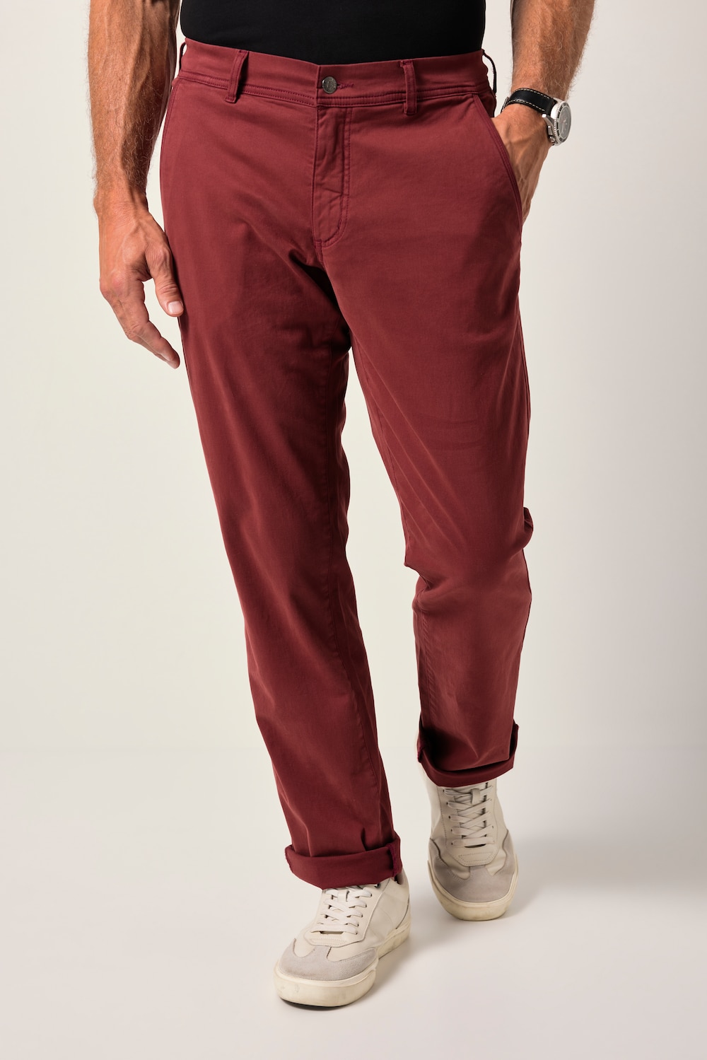 Große Größen Boston Park Chino Hose FLEXLASTIC® Bauchfit, Herren, rot, Größe: 52, Baumwolle, Boston Park von Boston Park
