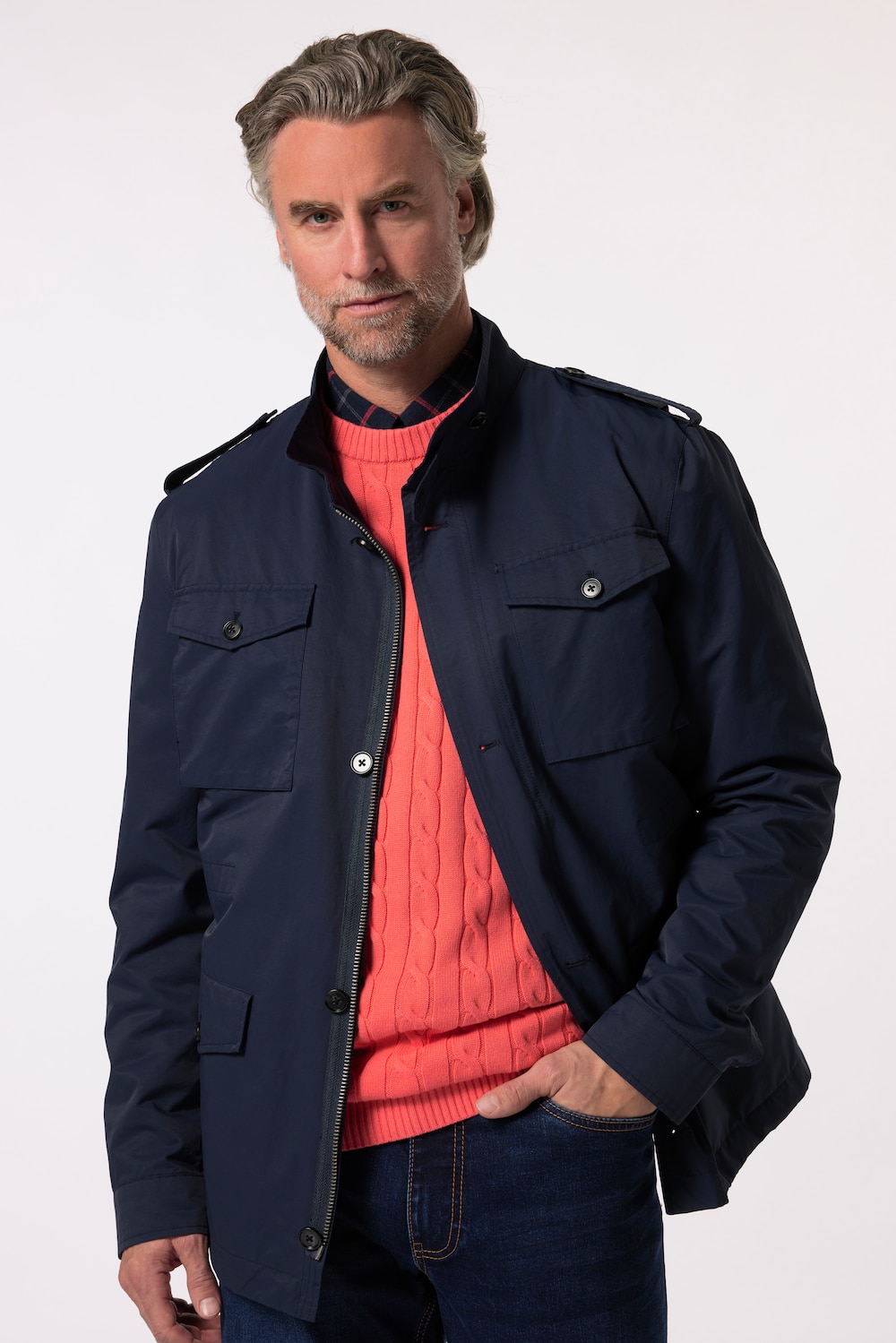 Große Größen Boston Park Fieldjacket, Herren, blau, Größe: 72/74, Baumwolle/Synthetische Fasern, Boston Park von Boston Park
