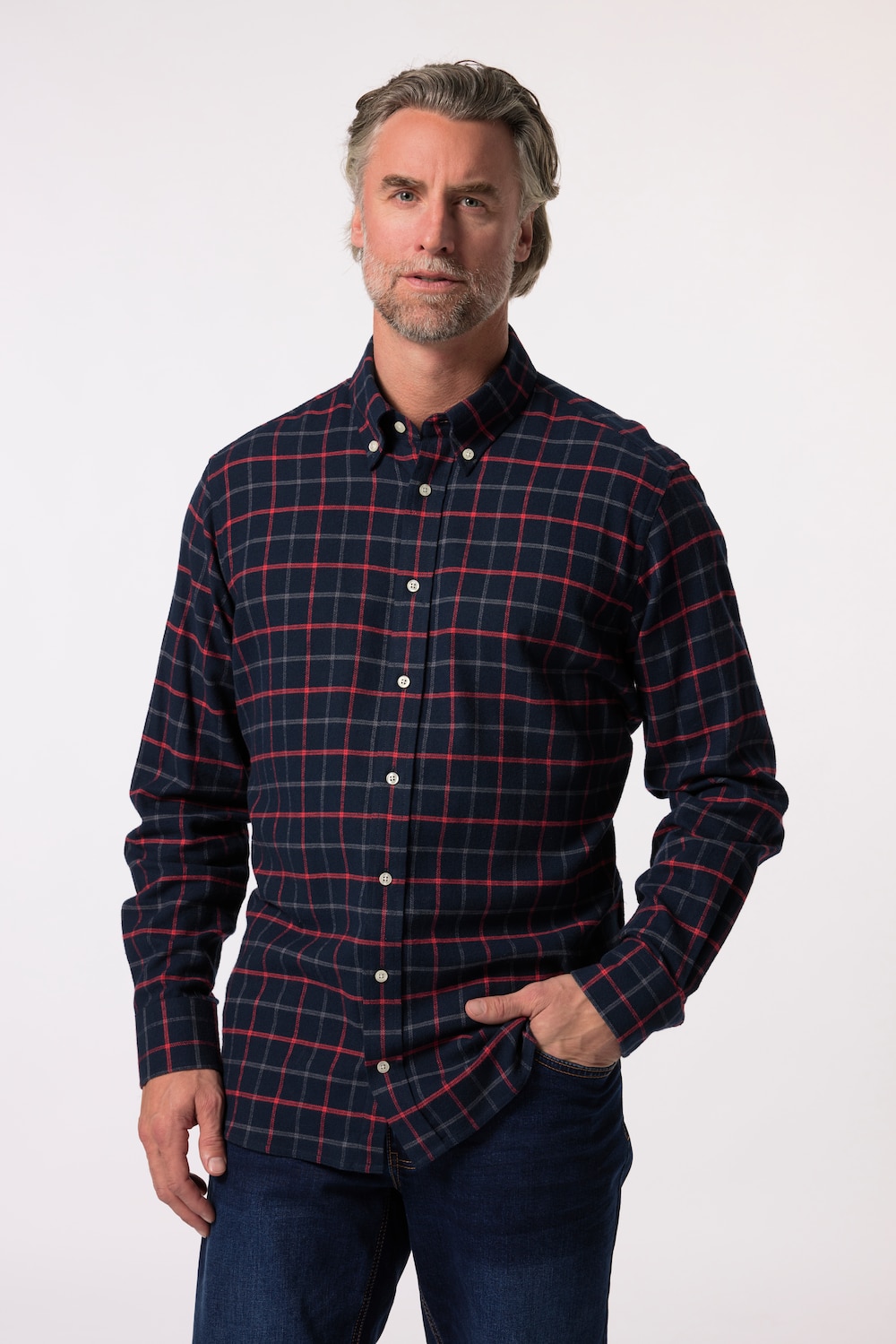 Große Größen Boston Park Flanell-Karohemd, Herren, blau, Größe: L, Baumwolle, Boston Park von Boston Park