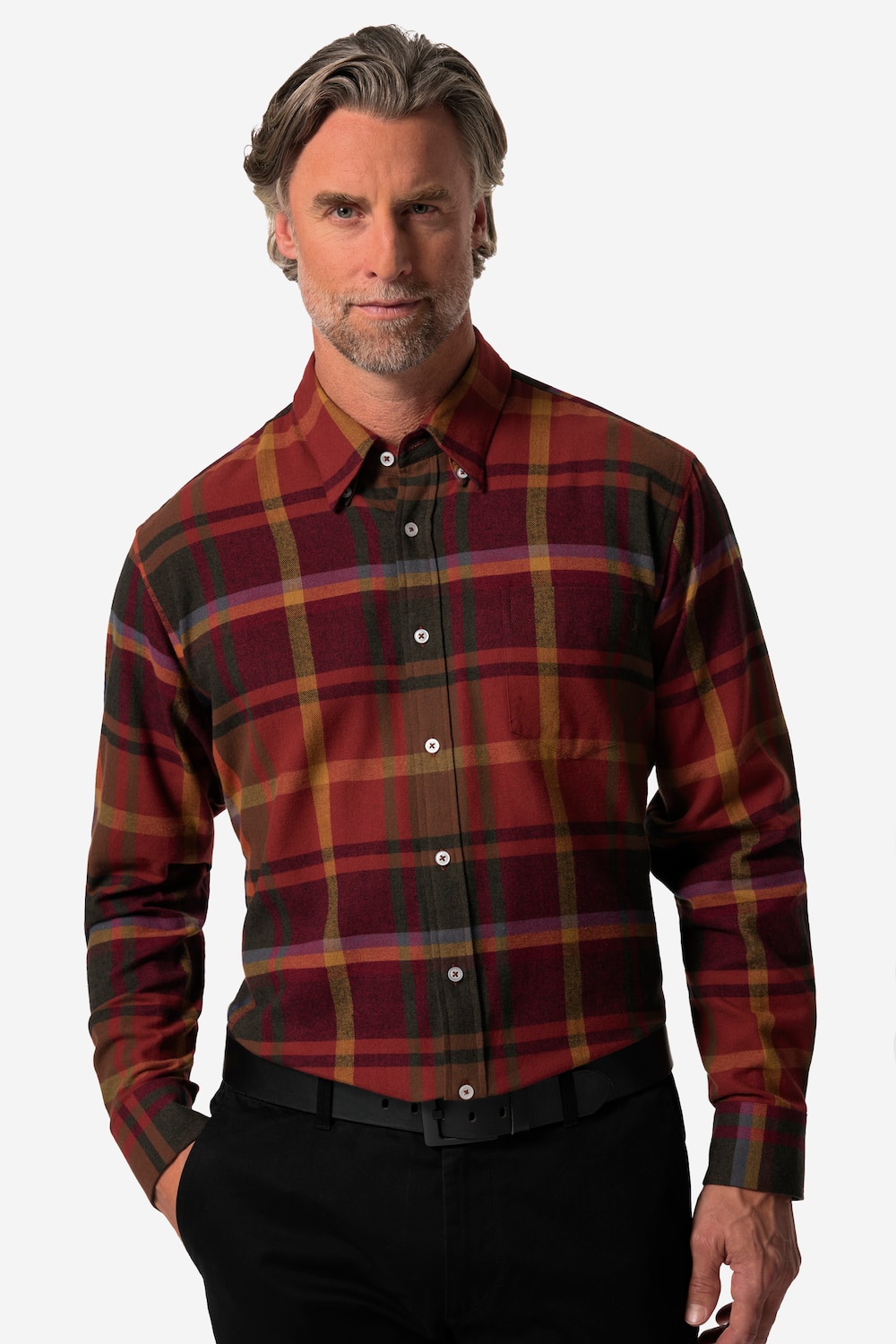 Große Größen Boston Park Karo-Flanellhemd, Herren, rot, Größe: XL, Baumwolle, Boston Park von Boston Park